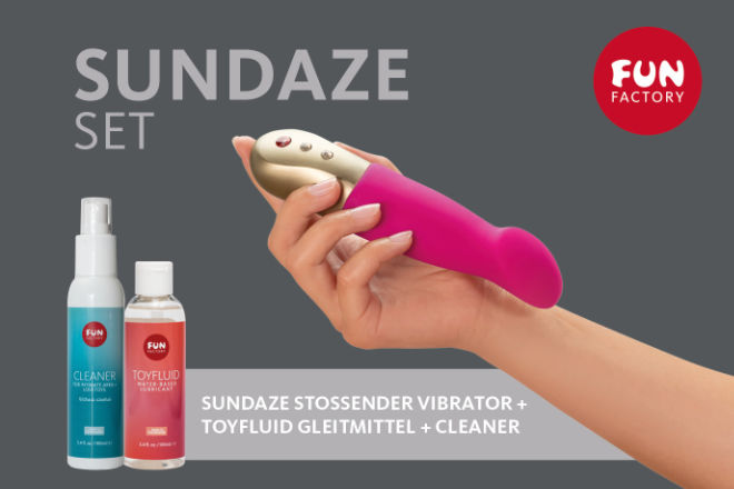 Gewinnen Sie hinter dem 4. Türchen unseres Adventskalender Gewinnspiels ein SUNDAZE Bundle von FUN FACTORY im Wert von etwa 165 Euro.