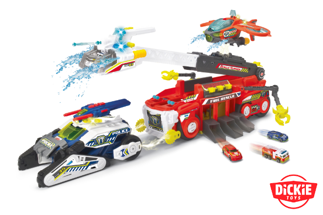 Hinter dem 13. Türchen unseres Adventskalender Gewinnspiels haben Sie heute die Chance, ein Dickie Toys Paket, bestehend aus dem Fire Tanker, dem Police Bot und dem Sky Patroller, im Gesamtwert von etwa 150 Euro zu gewinnen.
