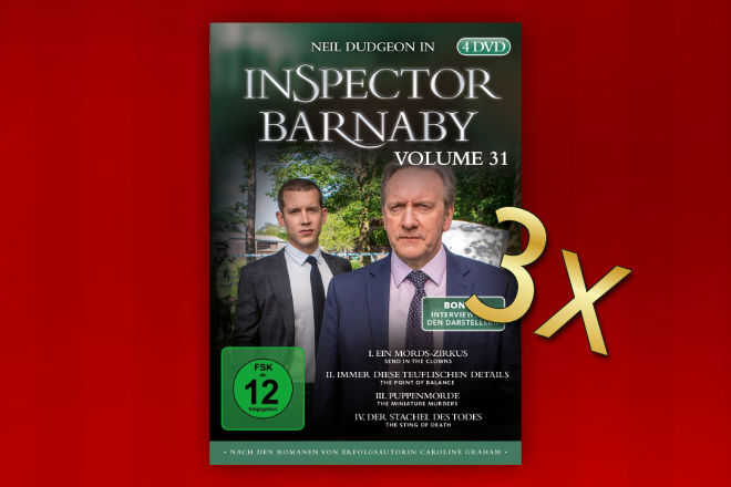 Hinter dem 14. Türchen unseres Adventskalender Gewinnspiels haben Sie heute die Chance, eine von 3 DVD-Boxen "Inspector Barnaby Vol. 31" zu gewinnen.