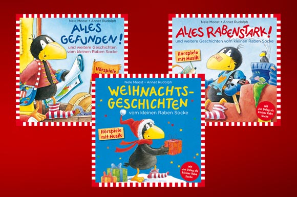 Die Hörspiele des kleinen Rabe Socke mit Geschichten und Musik eignen sich hervorragend ls Weihnachtsgeschenk für Kinder ab 3 Jahren.