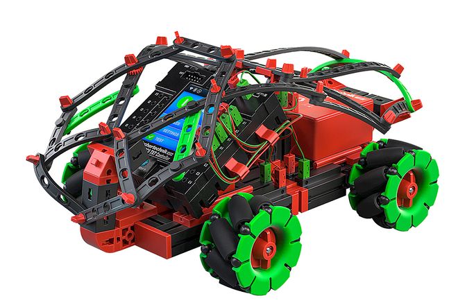 Mit dem Baukasten können junge Tüftler Omniwheels-Fahrzeuge konstruieren, die sich in sämtliche Richtungen bewegen.