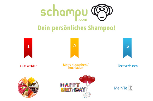 Mit dem Schampu Designer können Sie in wenigen Schritten Ihr individuelles Shampoo als Weihnachtsgeschenk gestalten