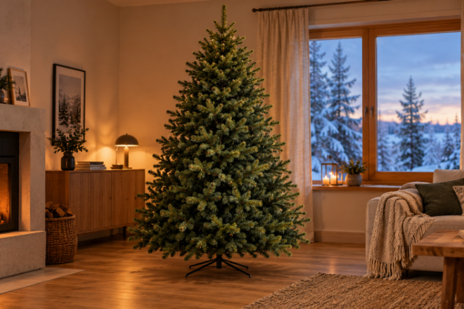 Täuschend echt und nadelfrei: Hochwertige künstliche Weihnachtsbäume verbinden Langlebigkeit mit stimmungsvoller Festtagsästhetik.