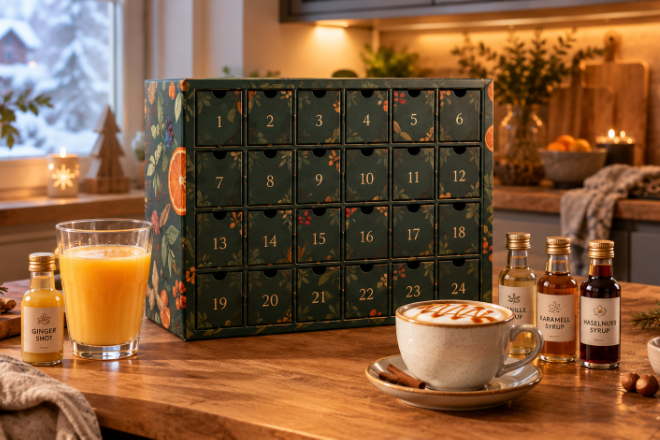Kleine Auszeiten im Alltag: Von aromatischen Kaffeesirupen bis zu naturbelassenen Säften sorgt alkoholfreie Vielfalt für festliche Genussmomente.
