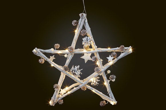 Ein leuchtender Stern darf zur Weihnachtszeit nicht fehlen - mit natürlichen Materialien und warmweißer LED-Beleuchtung ein dezenter Begleiter für den ganzen Winter.