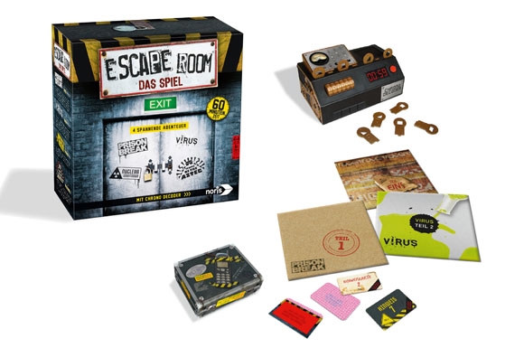 Mit "Escape Room - Das Spiel" greift Noris-Spiele den weltweiten Trend der Live-Spiele auf und bringt pünktlich zu Weihnachten das Erfolgskonzept ins Wohnzimmer.